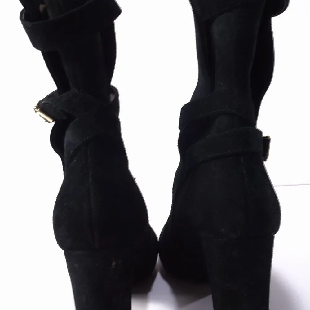 Theory Mitiu Suede Jodhpur Boot Buckle Boot Booties Sz 37.5 Black - Picture 8 of 8